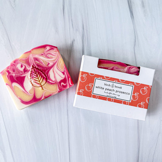 white peach prosecco artisan soap