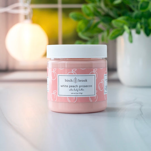 white peach prosecco satin body butter