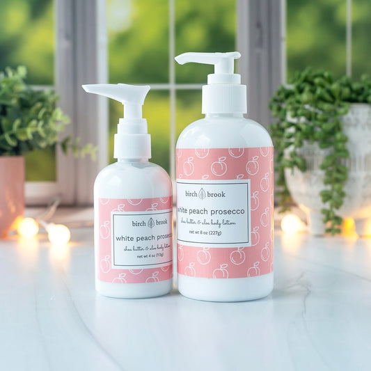 white peach prosecco hand and body lotion